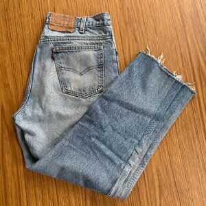 Vintage 80s Levi’s 517 Orange Tab Jeans | 32x33 Cropped | Distressed